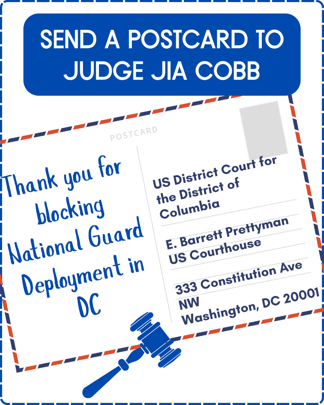 Judiciary Postcards: Support Judge Jia Cobb, Who Is Standing Up Against Trump