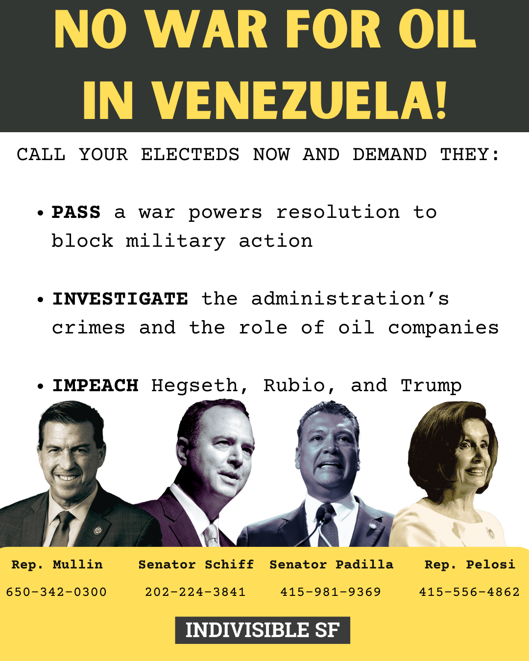 Tell your Members of Congress: No War for Oil in Venezuela!