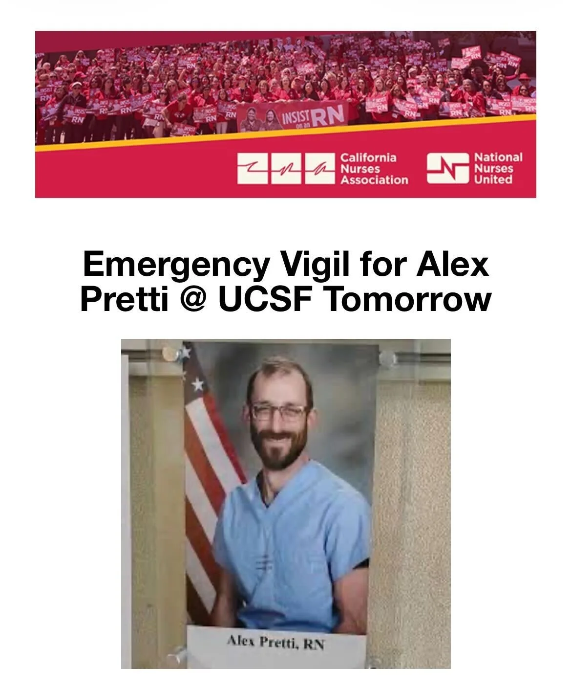 Vigil for Alex Pretti with CNA at UCSF