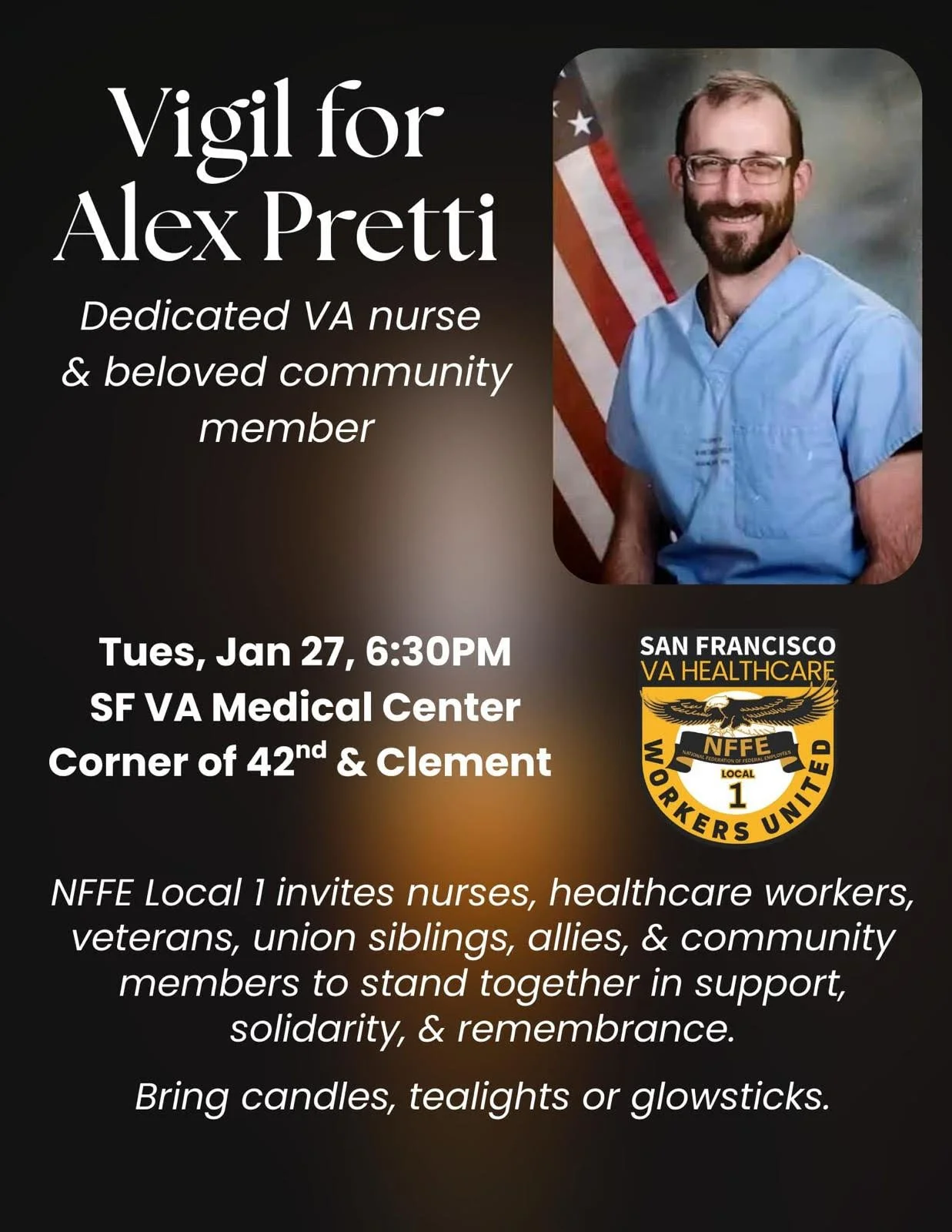 VA Vigil for Alex Pretti with NFFE Local 1