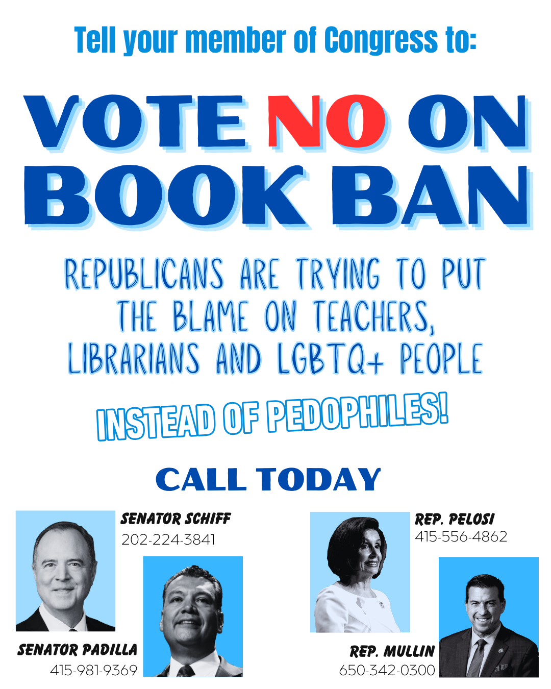 Tell Your Representatives: Vote NO on a National Book Ban!