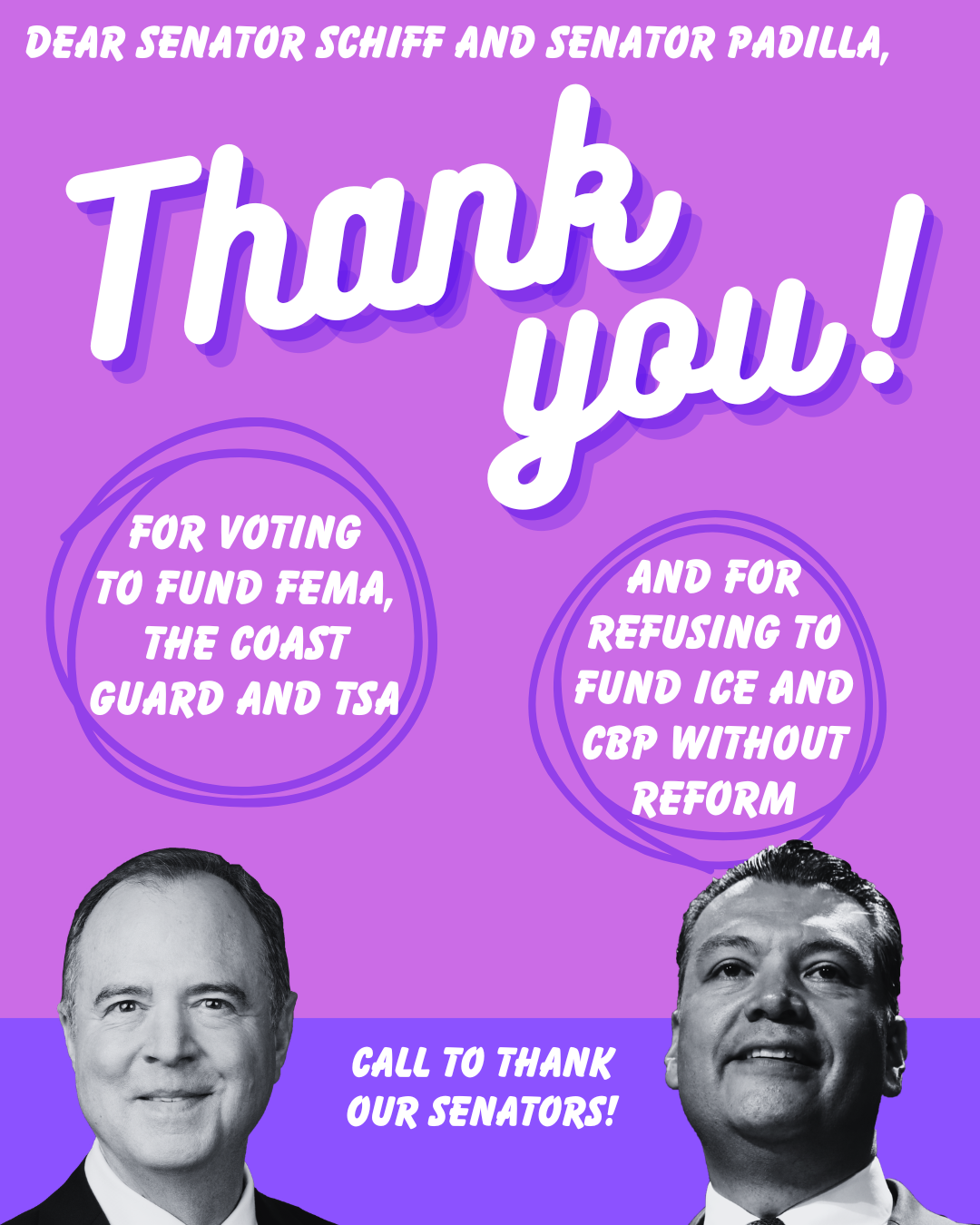 Thank your Senators for refusing to fund ICE or pass the SAVE Act