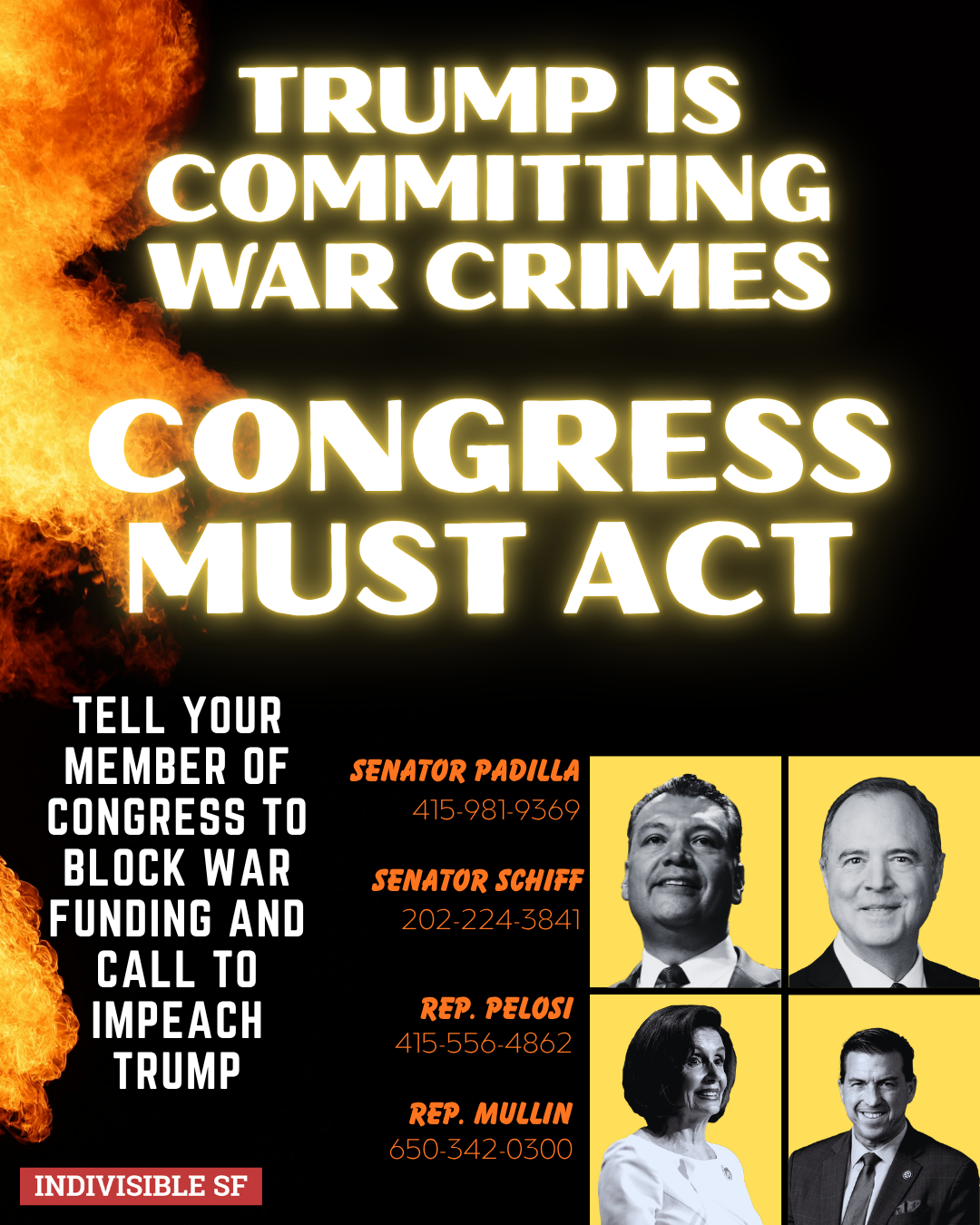 Tell Congress: Hold an Irresponsible Executive Engaged In War Crimes TO ACCOUNT !