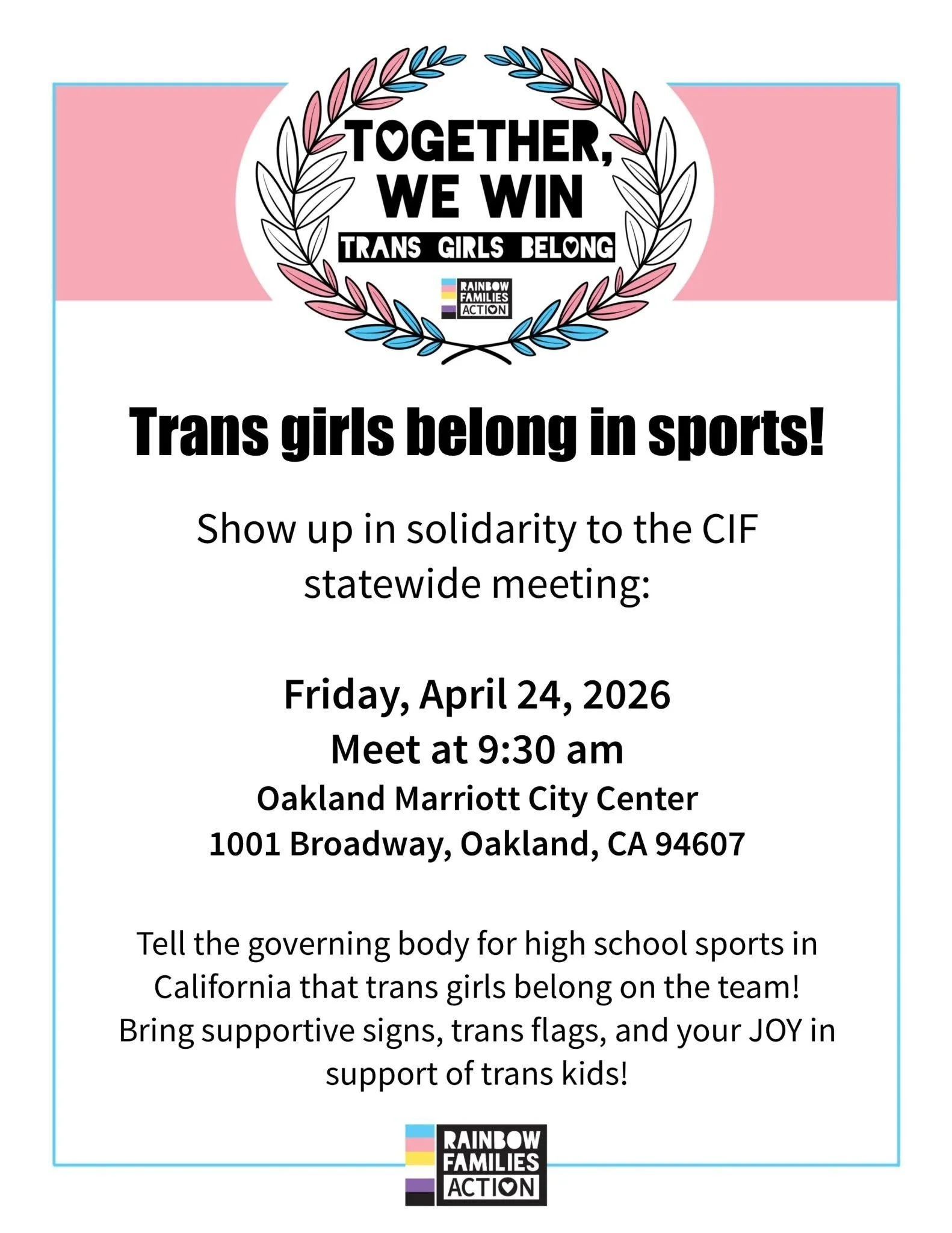 Trans Girls Belong In Sports! Public Comment at CIF