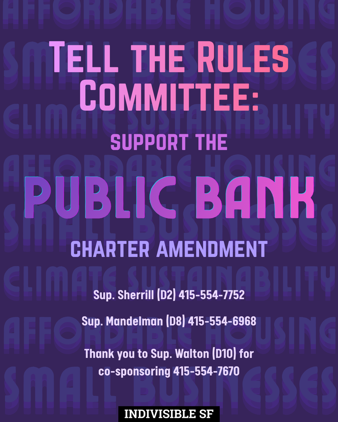 Tell the Rules Committee: Support the Public Bank Charter Amendment!