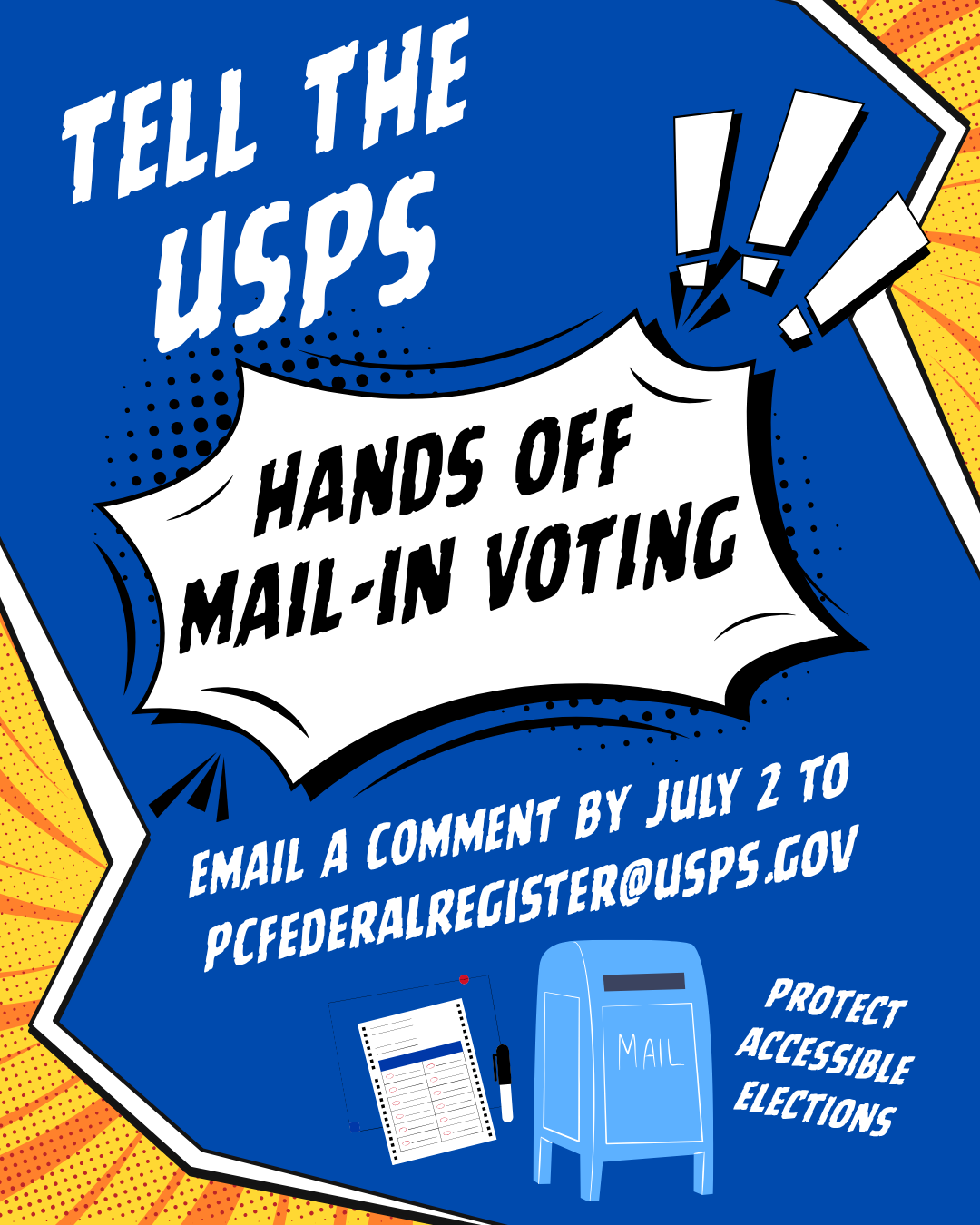 Tell USPS: Hands Off Mail-In Voting, Keep Elections Free and Fair!