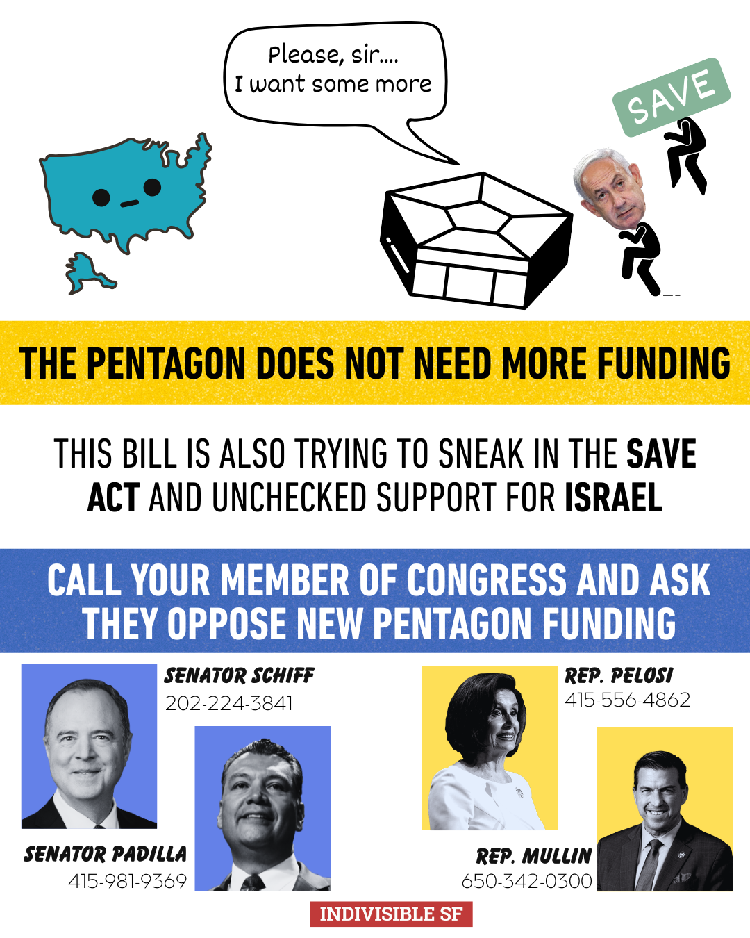 Oppose Massive Pentagon Increase, Israel Scam, and SAVE Act