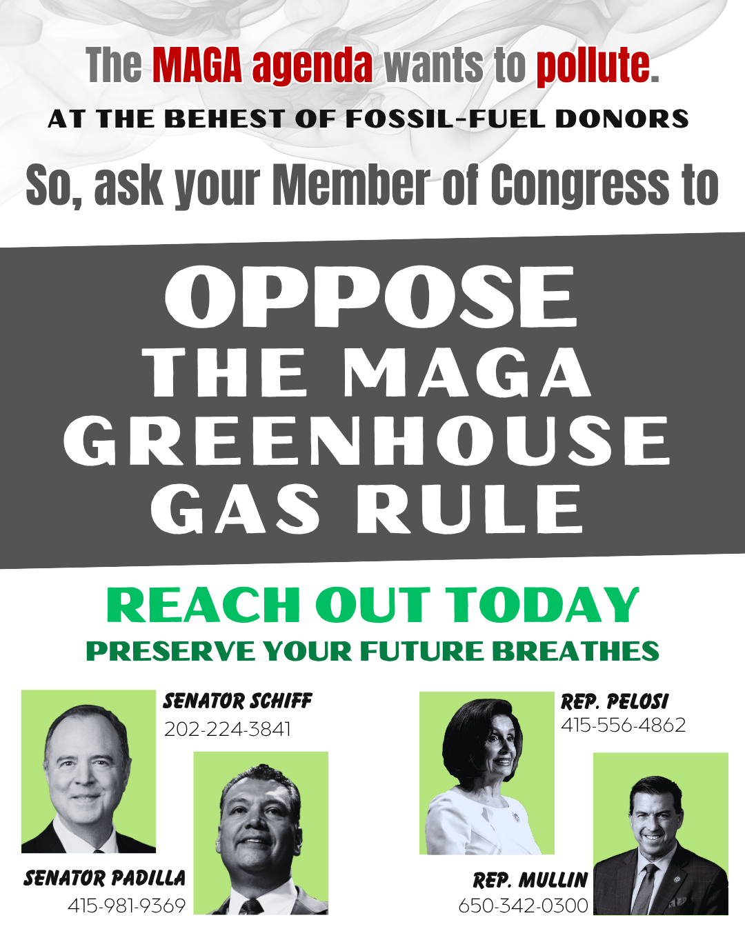 Tell your Members of Congress: Oppose MAGA's Greenhouse Gas Rule (use the Congressional Review Act)!