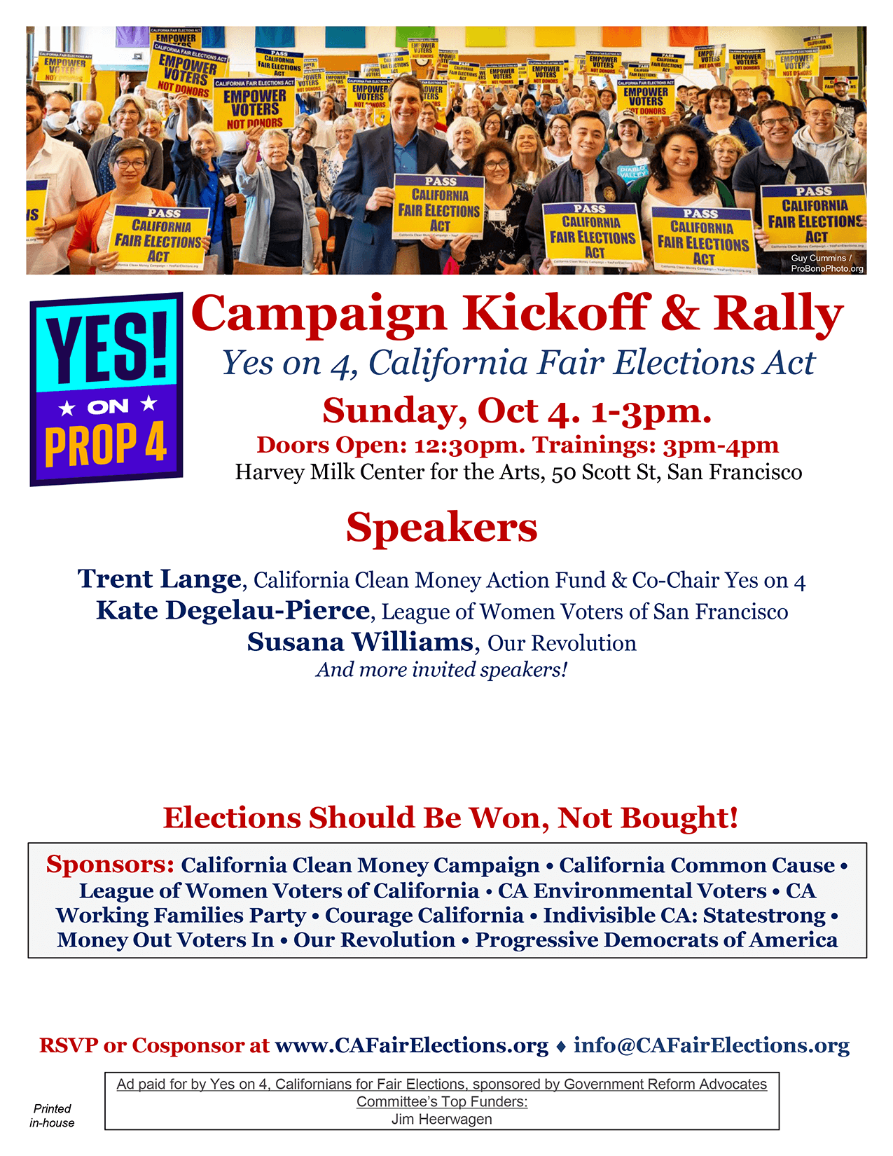 San Francisco Campaign Kickoff &amp; Rally for Proposition 4