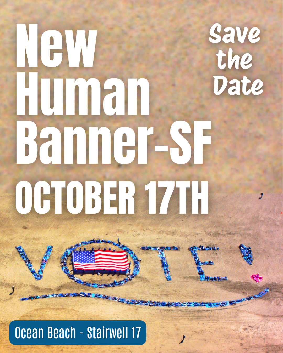 Human Banner SF at Ocean Beach