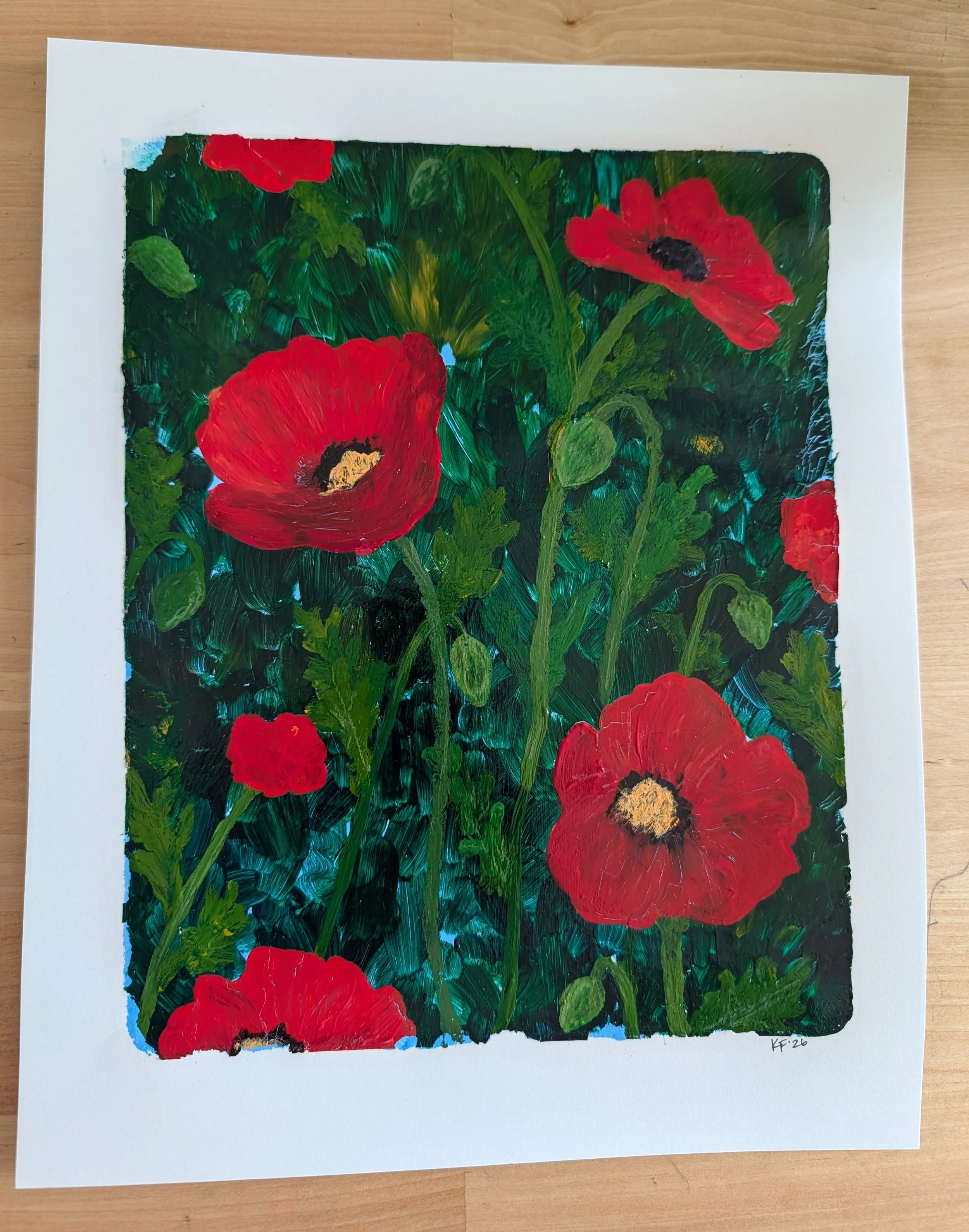 original gelli plate print poppy flower acrylic paint art nature art colorado artist floral.jpg