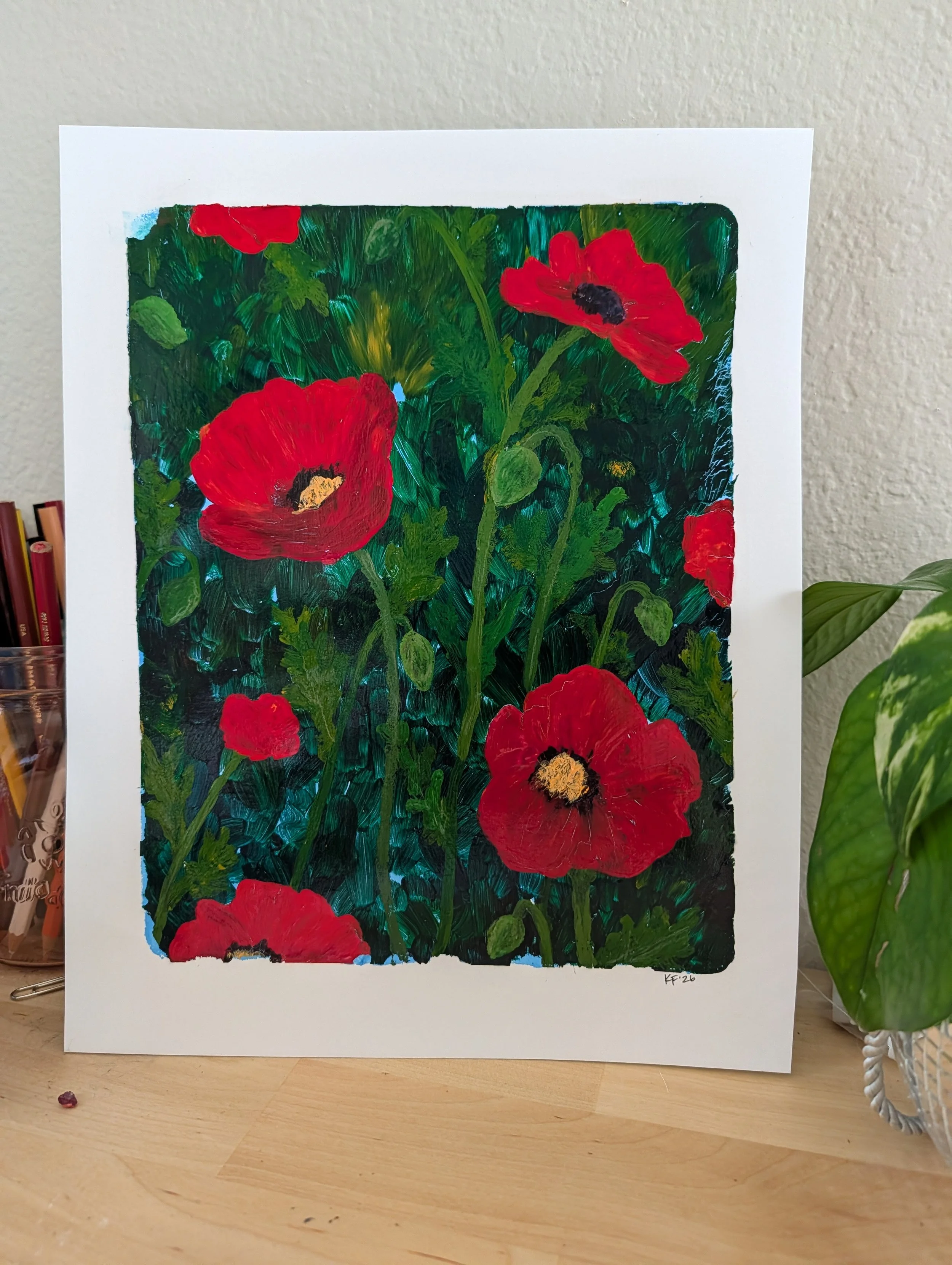 poppy gelli print original art flower painting print acrylic paint floral art nature artist.jpg