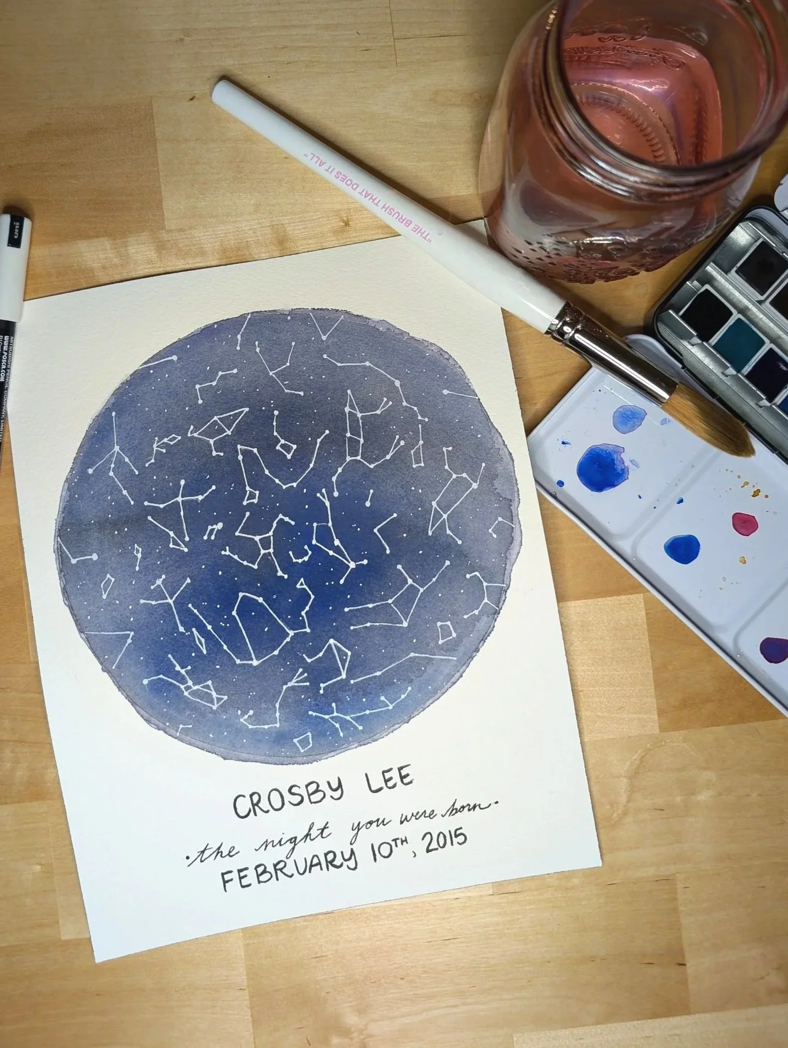 Custom Star Map Puddle Painting
