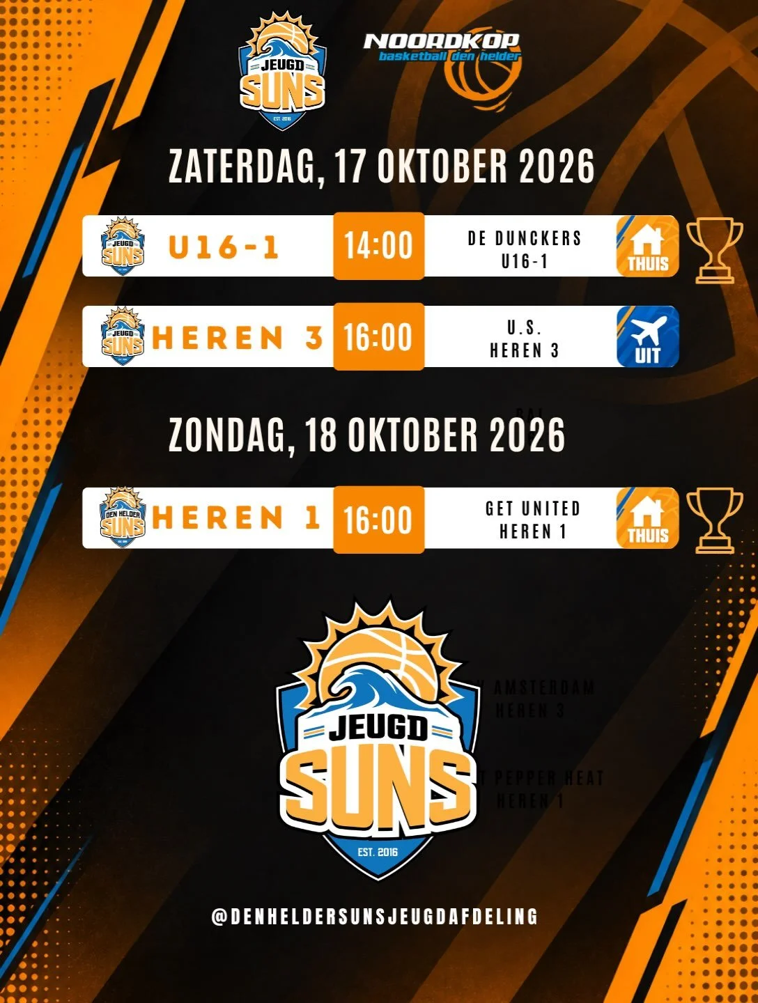 De wedstrijden van dit weekend! 🏆🏀 #cup #GOSUNS