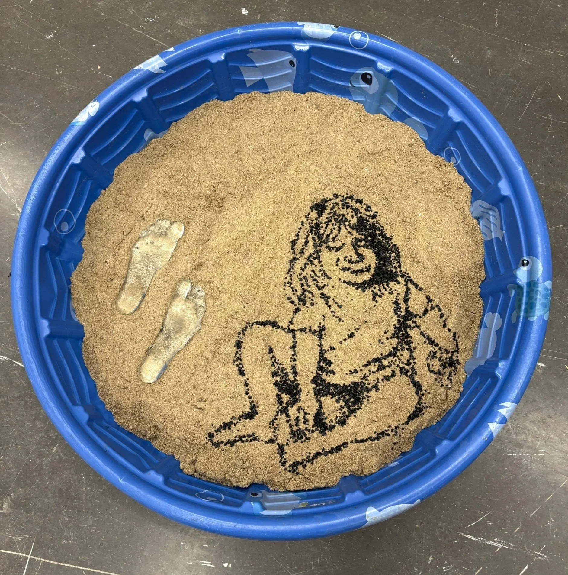 Step Into The Sandbox 
40" x 9" x 40"
Kiddie Pool, Sand, Rocks, Glass