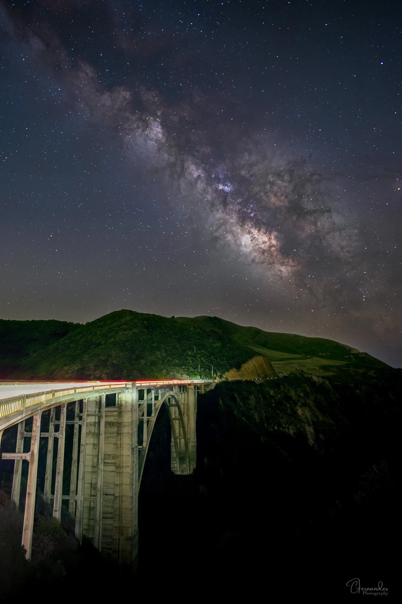 Milky way over the iconic Bixby Bridge in Big Sur California