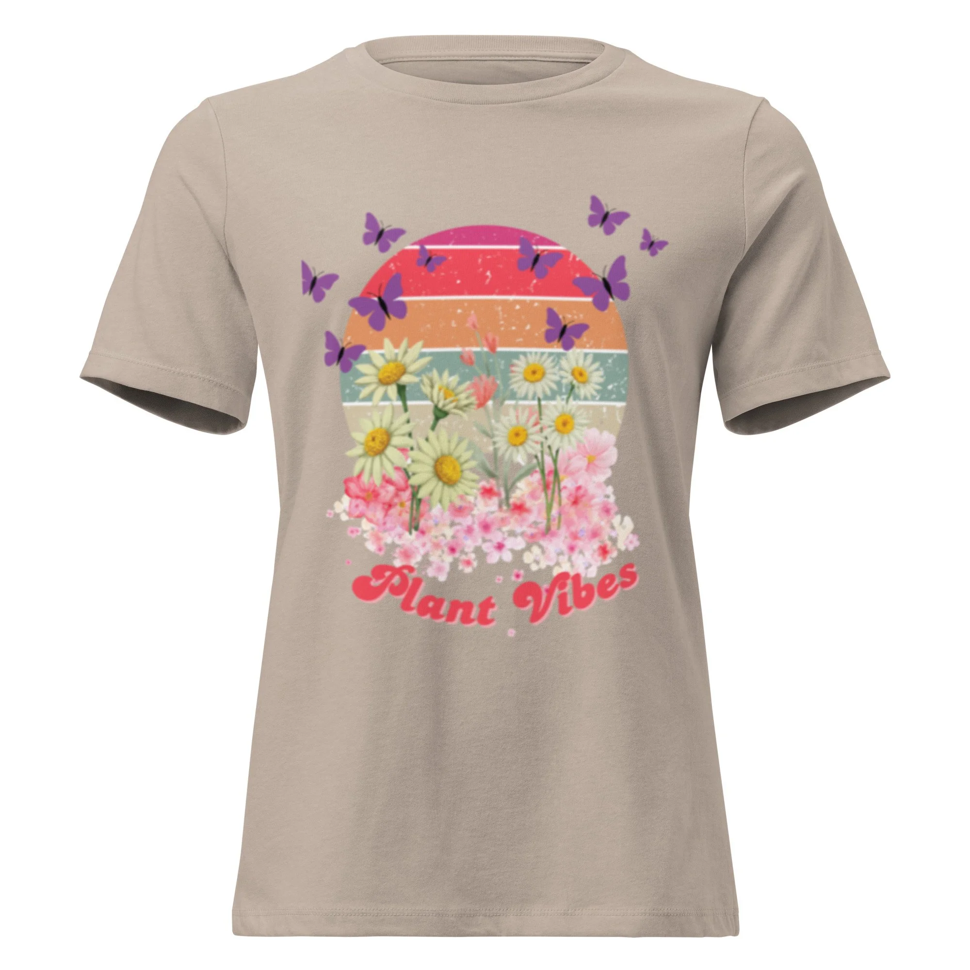 Women's Relaxed Soft Cotton T-Shirt, Plant Vibes Design