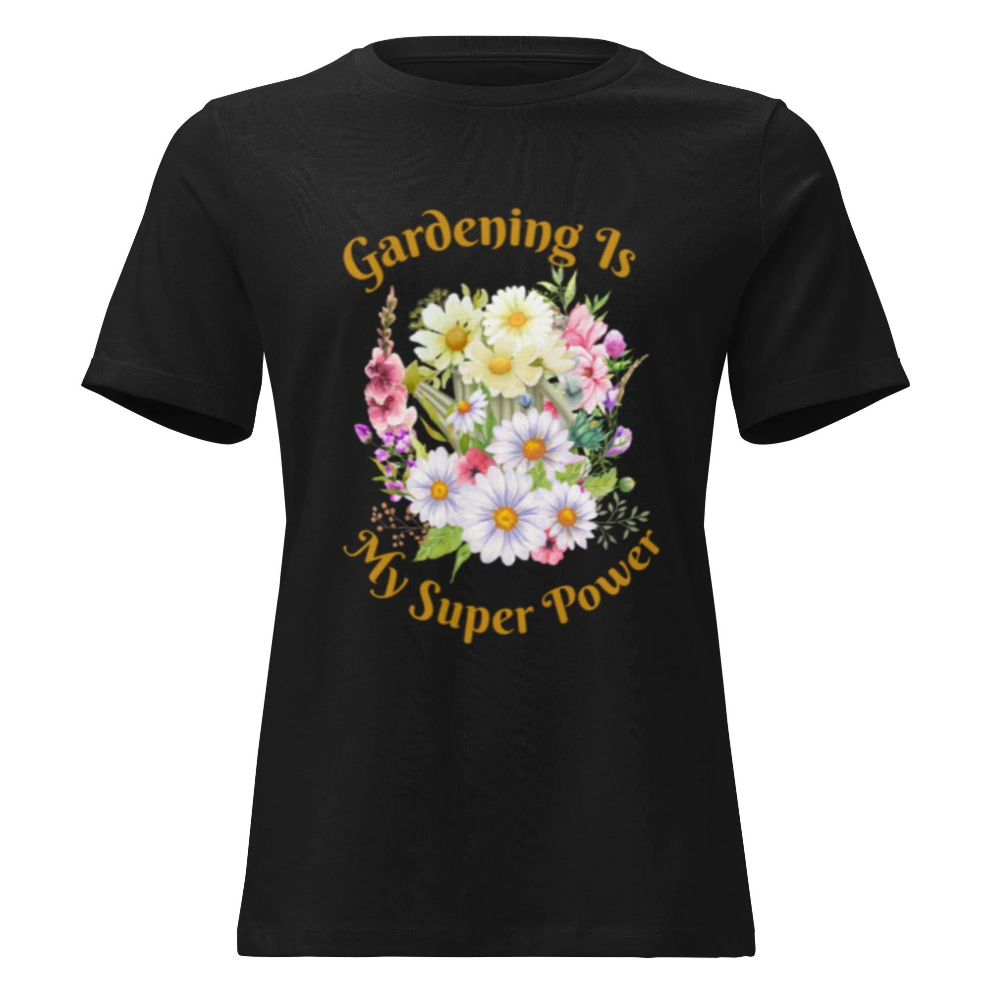 Women's Relaxed Soft Cotton T-Shirt, Gardening Is My Super Power Design Lite