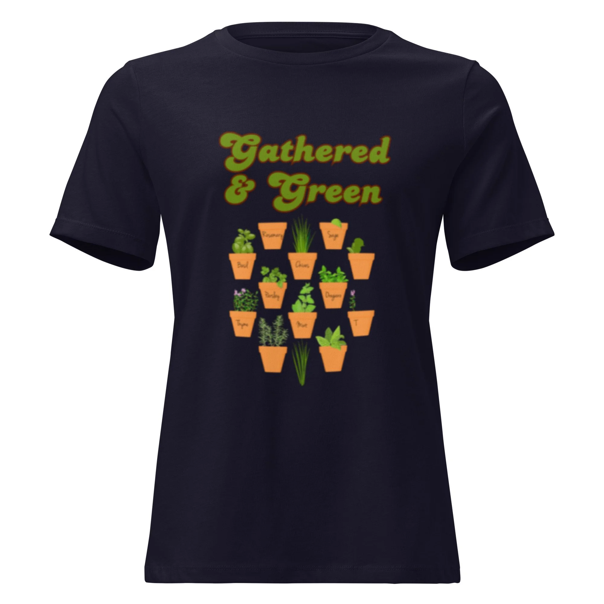 Women's Relaxed Soft Cotton T-Shirt, Gathered & Green Design