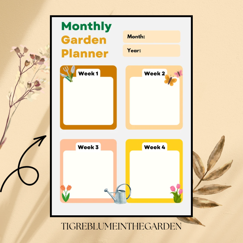 Monthly Garden Planner Printable - A4 Portrait