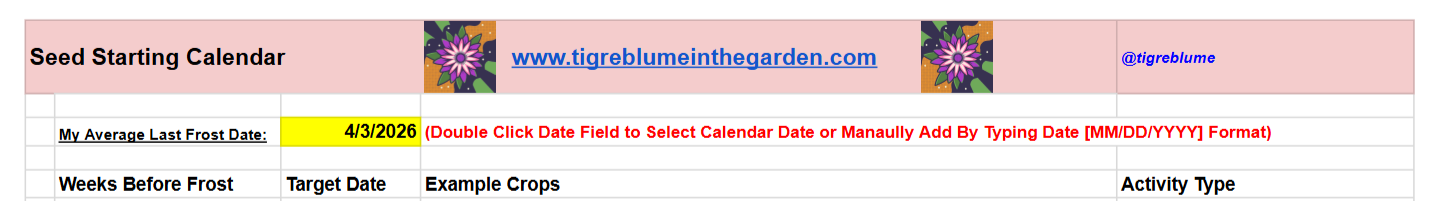 An automated and printable seed starting calendar for planning a garden.
