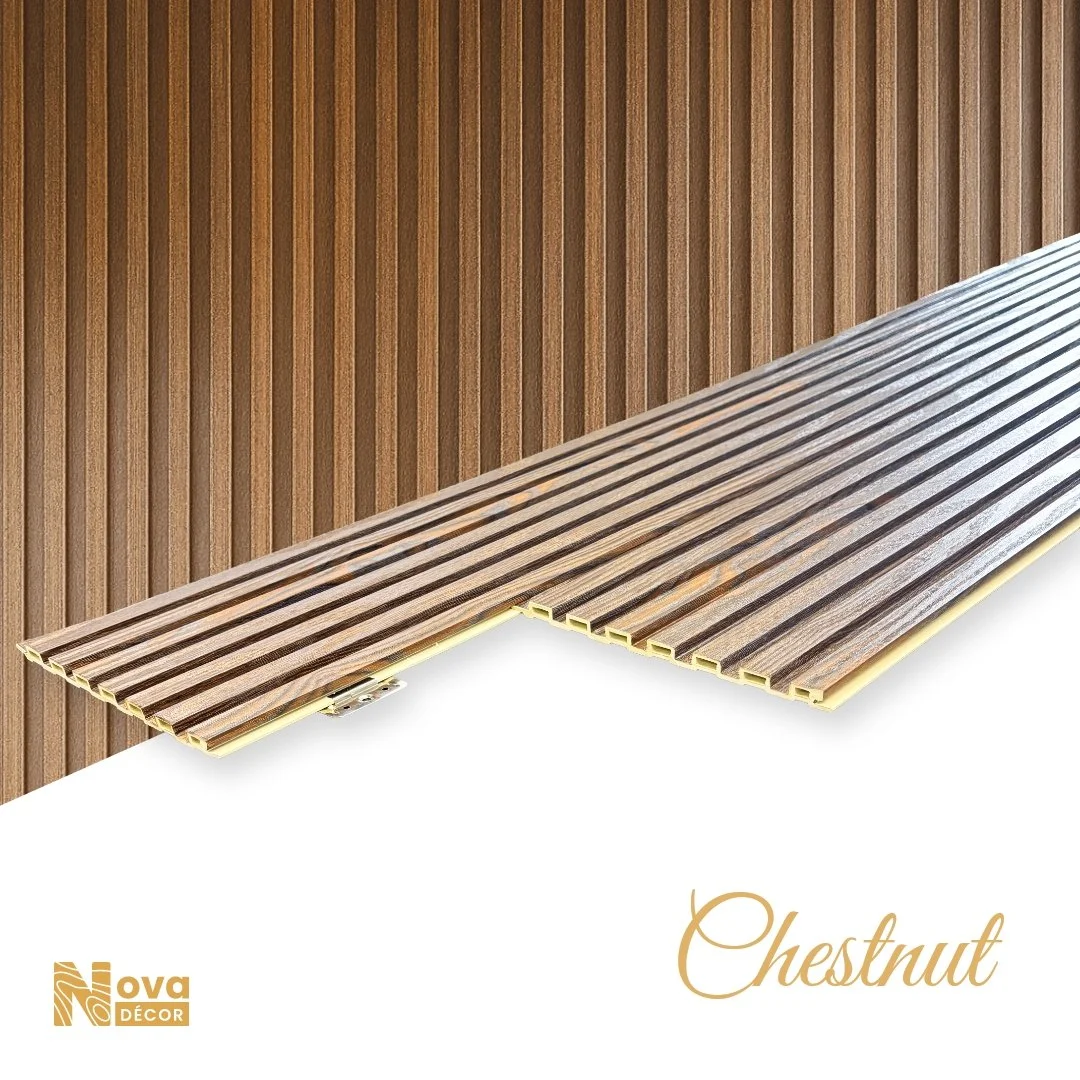 WPC Fluted Panels, Chestnut, 9' feet long