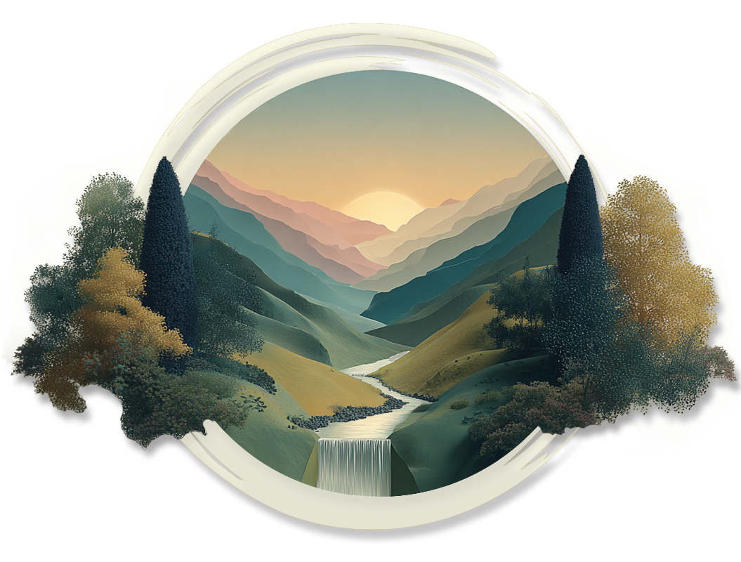 Calm illustrated waterfall image