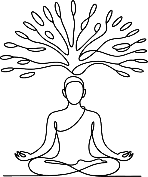 Drawing of a person meditating