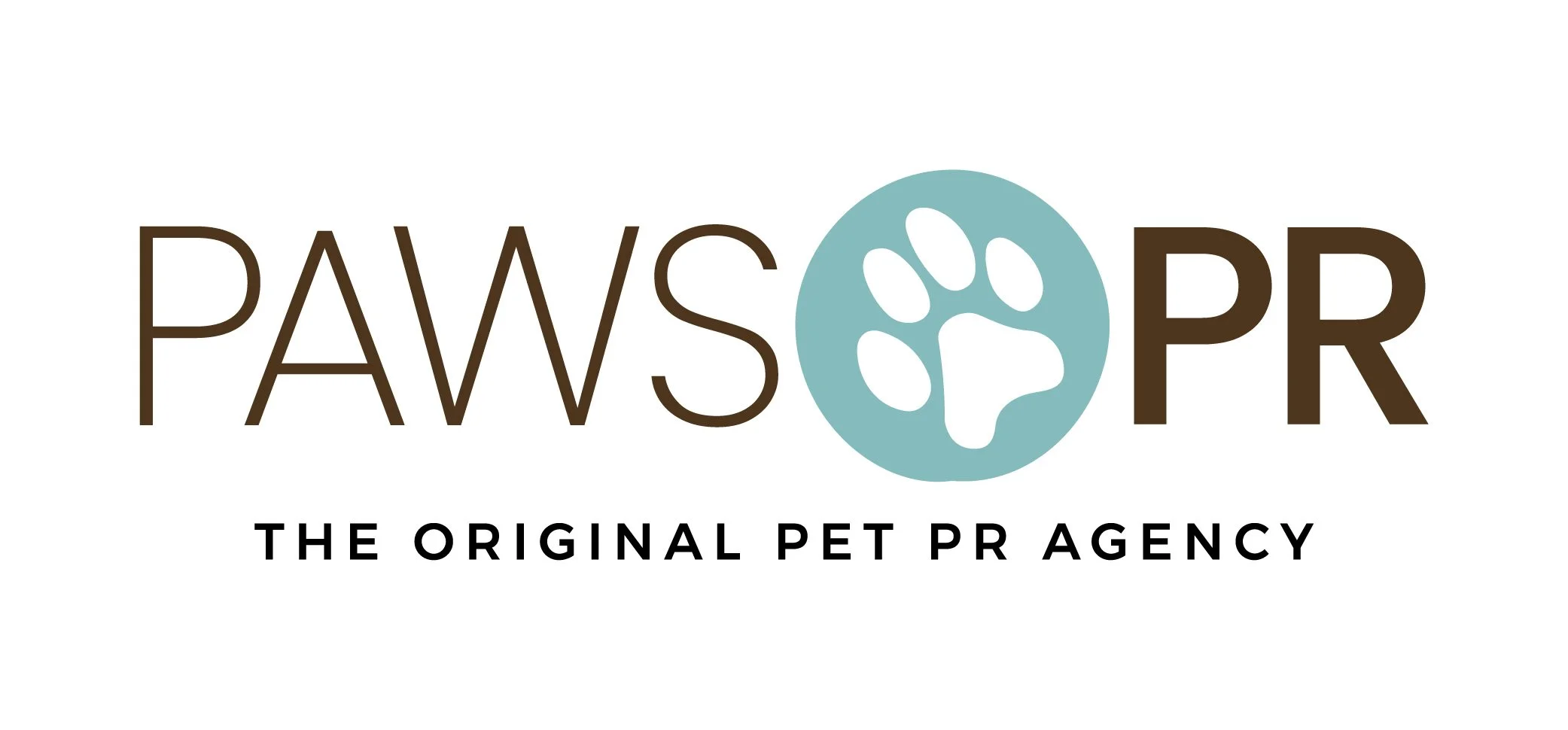 Logo of Paws the Pet PR agency featuring a paw print inside a blue circle and the text "PAWS PR" with a tagline "The Original Pet PR Agency".