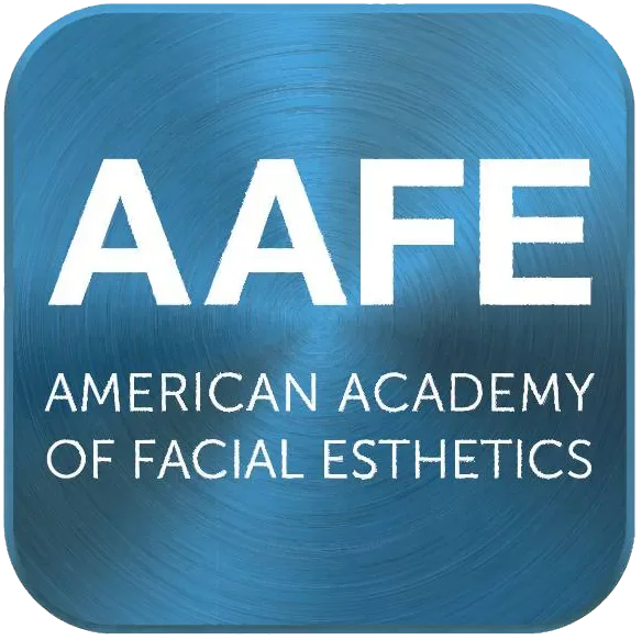 Logo for the American Academy of Facial Esthetics with blue background and white text