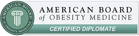 American Board of Obesity Medicine Certified Diplomate badge with logo and text