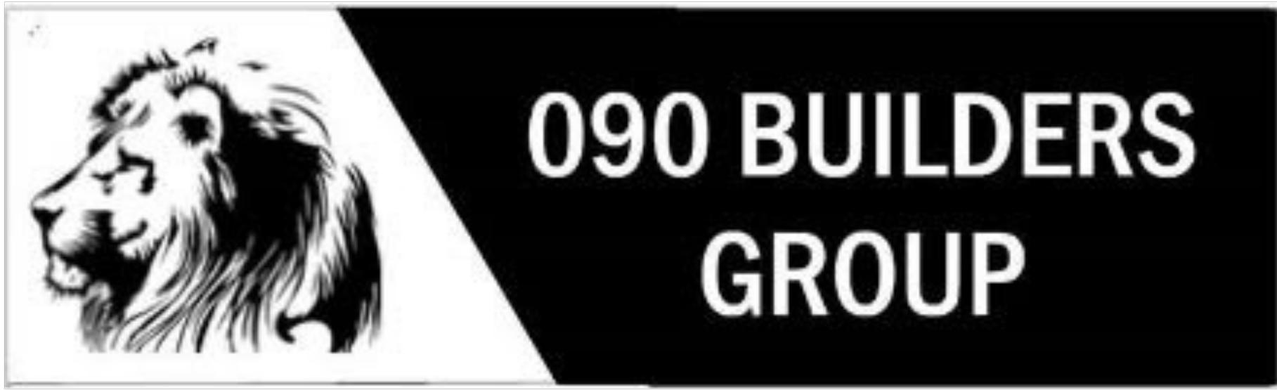 Black and white logo with a lion head graphic and the text '090 BUILDERS GROUP'