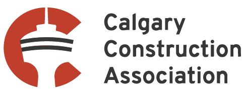 Logo of Calgary Construction Association featuring a stylized construction crane and red geometric shapes with the organization's name.