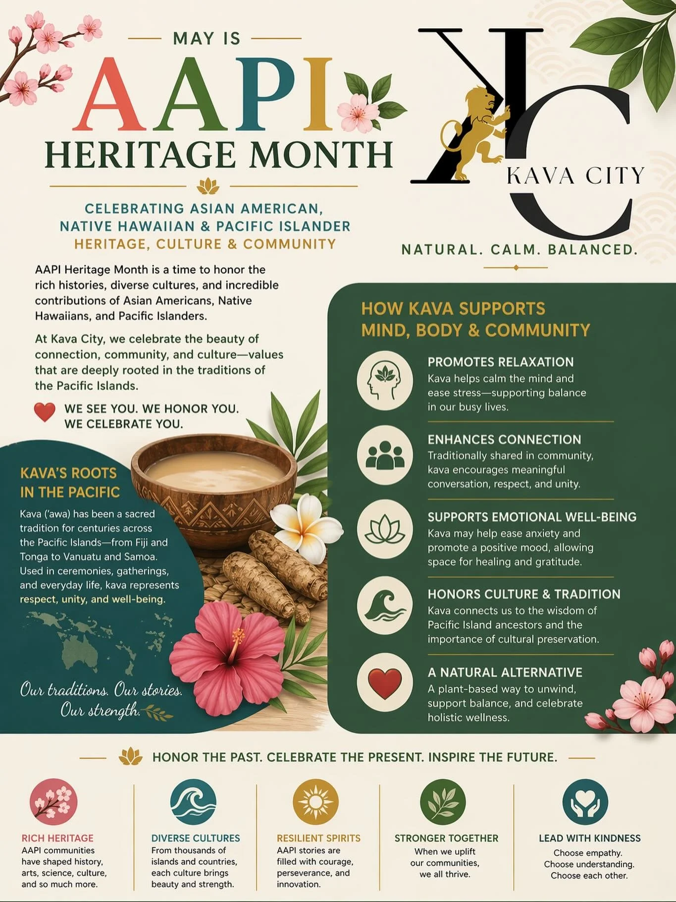 Celebrate your HERITAGE! 
To all who uplift, inspire, and pave the way! 
Cheers to Polynesia! 

#aapimonth #kavacity #bayarea #polynesian #mentalhealth