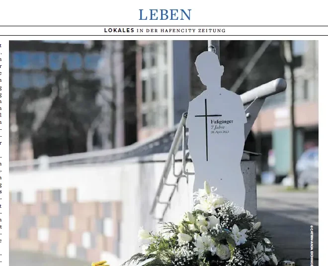 HafenCity Zeitung Mai 2023: »Stilles Gedenken – an einer viel befahrenen Kreuzung«