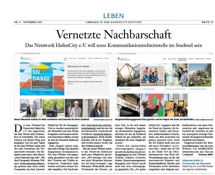 HCZ 11/20: Vernetzte Nachbarschaft: Das Netzwerk HafenCity e. V. will neue Kommunikationsschnittstelle im Stadtteil sein.