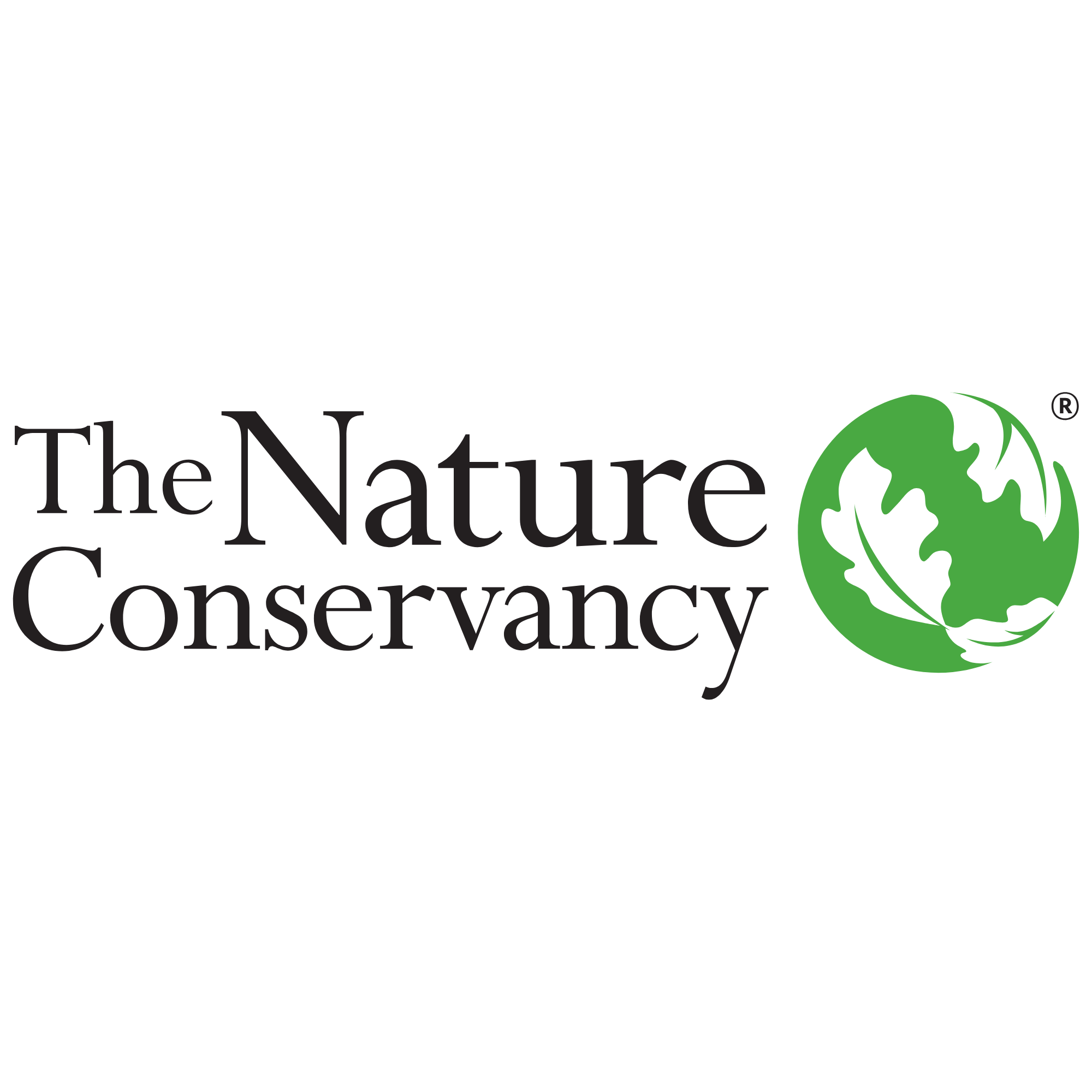 Logo of The Nature Conservancy featuring black text and a green and white globe icon.