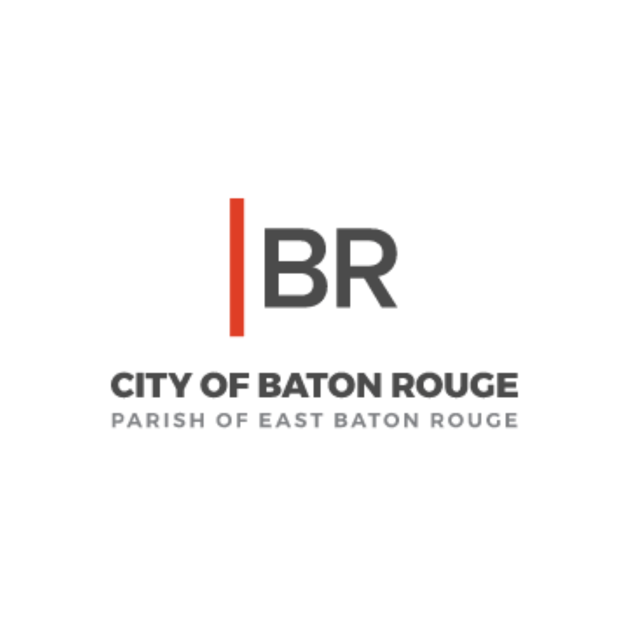 Logo for the City of Eaton Rouge, featuring a red rectangle with the letters 'BR' in black and gray, and the city name below in black text.