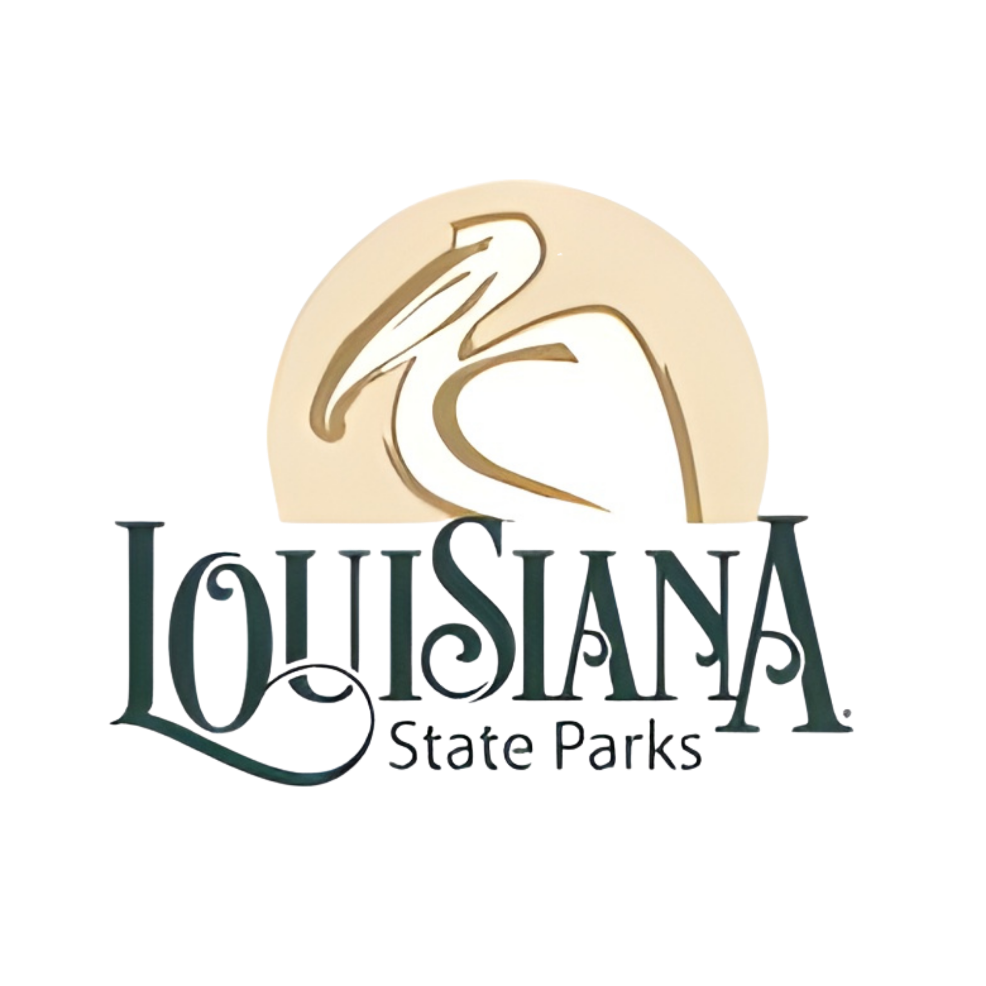 Logo of Louisiana State Parks featuring a stylized outline of a heron above the text 'Louisiana State Parks'.
