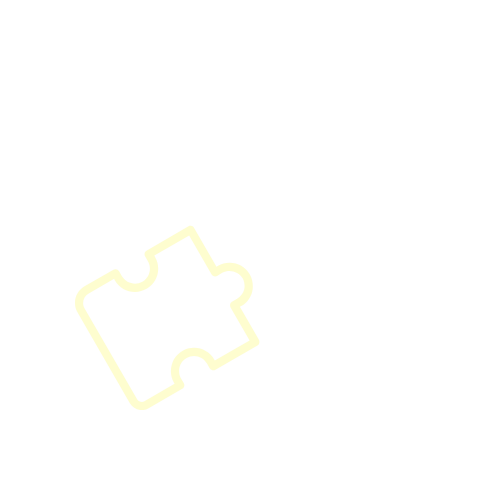 Three puzzle pieces, one white, one black, and one yellow, on a black background.