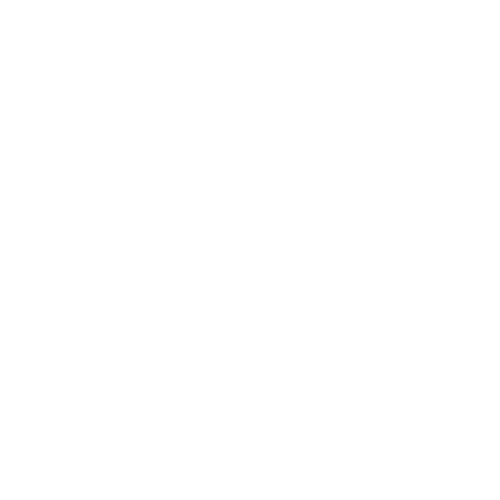 Line drawing of a uterus with ears and a clock hanging below, on a black background.