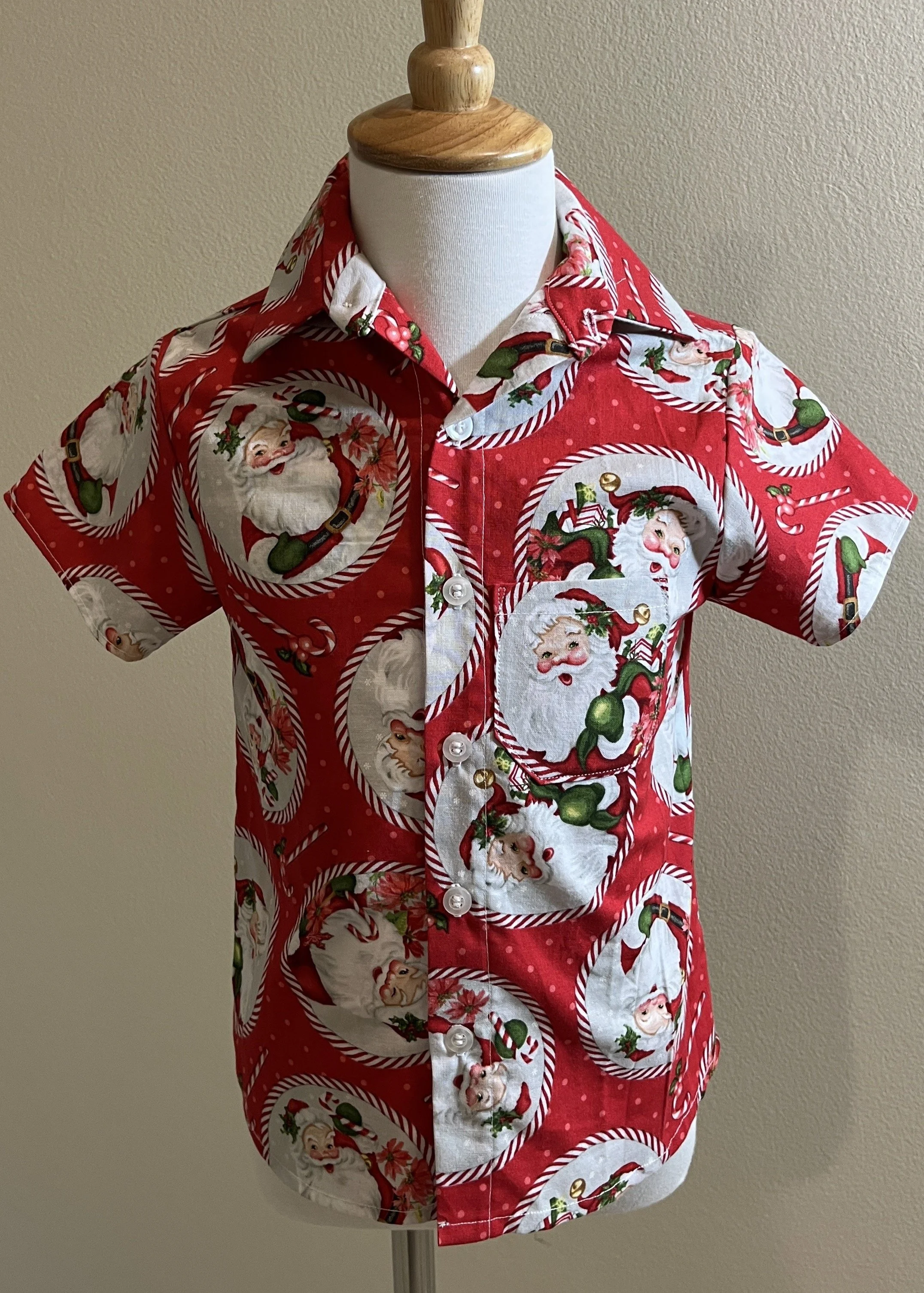 Christmas Santa Boy's Button-Up Shirt - 3 years