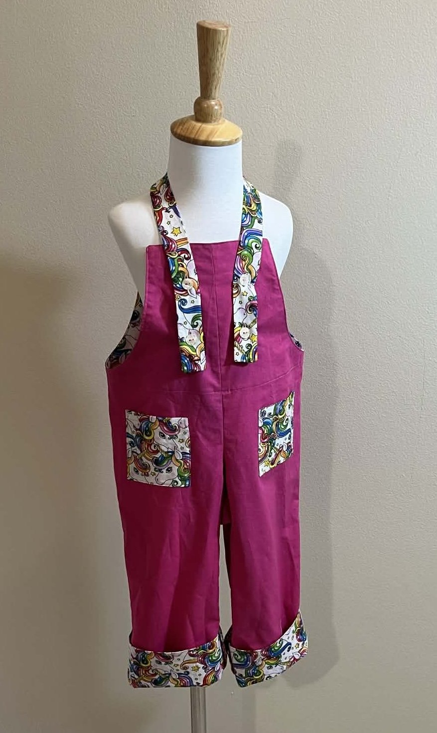 Pink Unicorn Overalls - 3 years