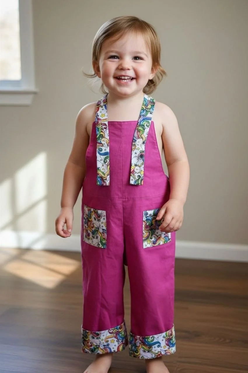 Pink Unicorn Overalls - 3 years