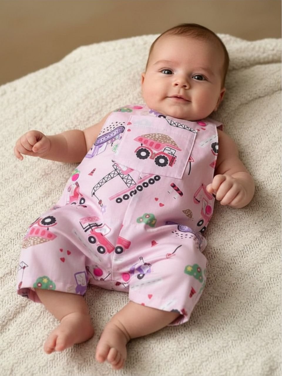 Pink Trucks Overalls - 0-3 months