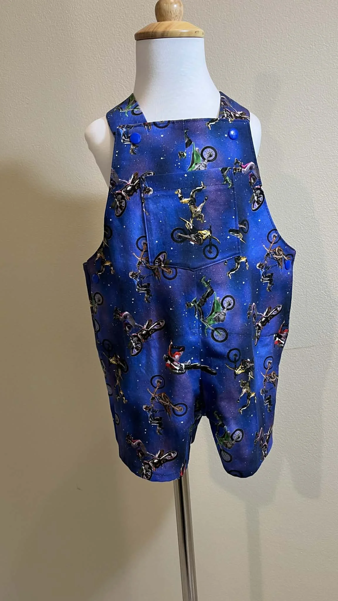 Blue Dirt Bike Overalls - 3-6 months