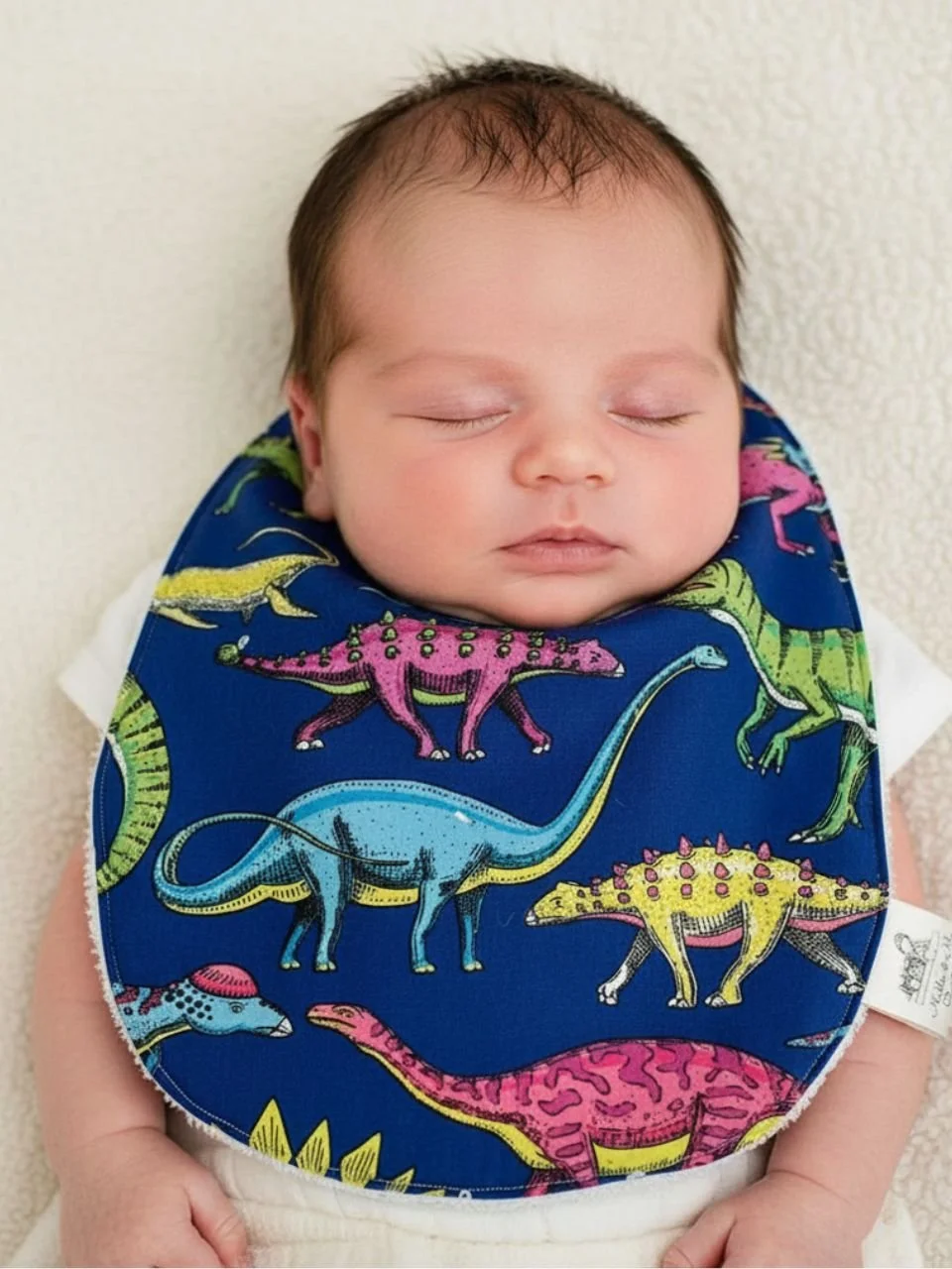 Blue Dinosaur Baby Bib - multiple sizes