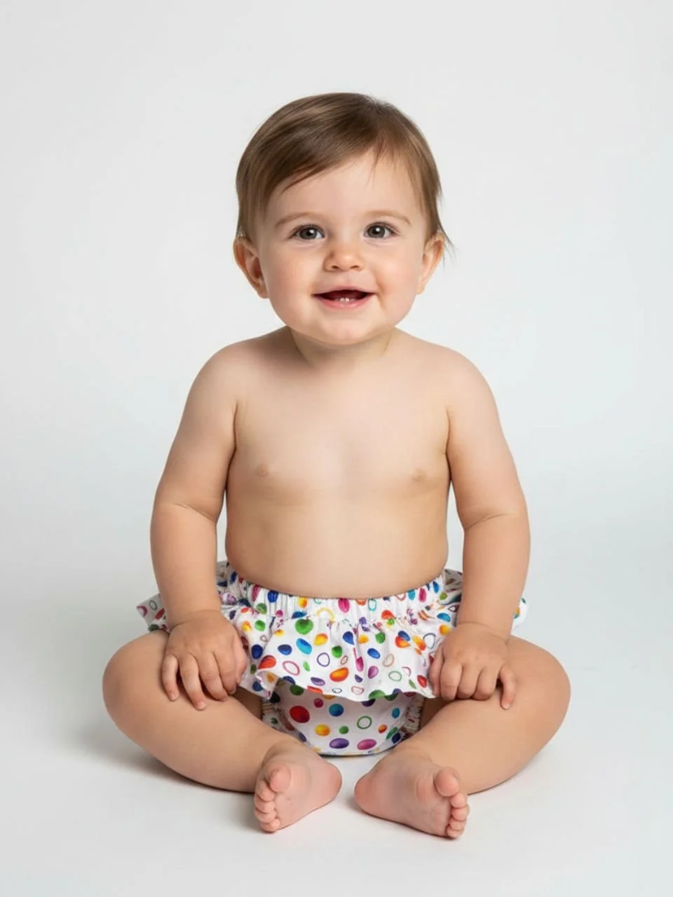 Multicoloured Spot Ruffle Nappy Cover - 9 Months