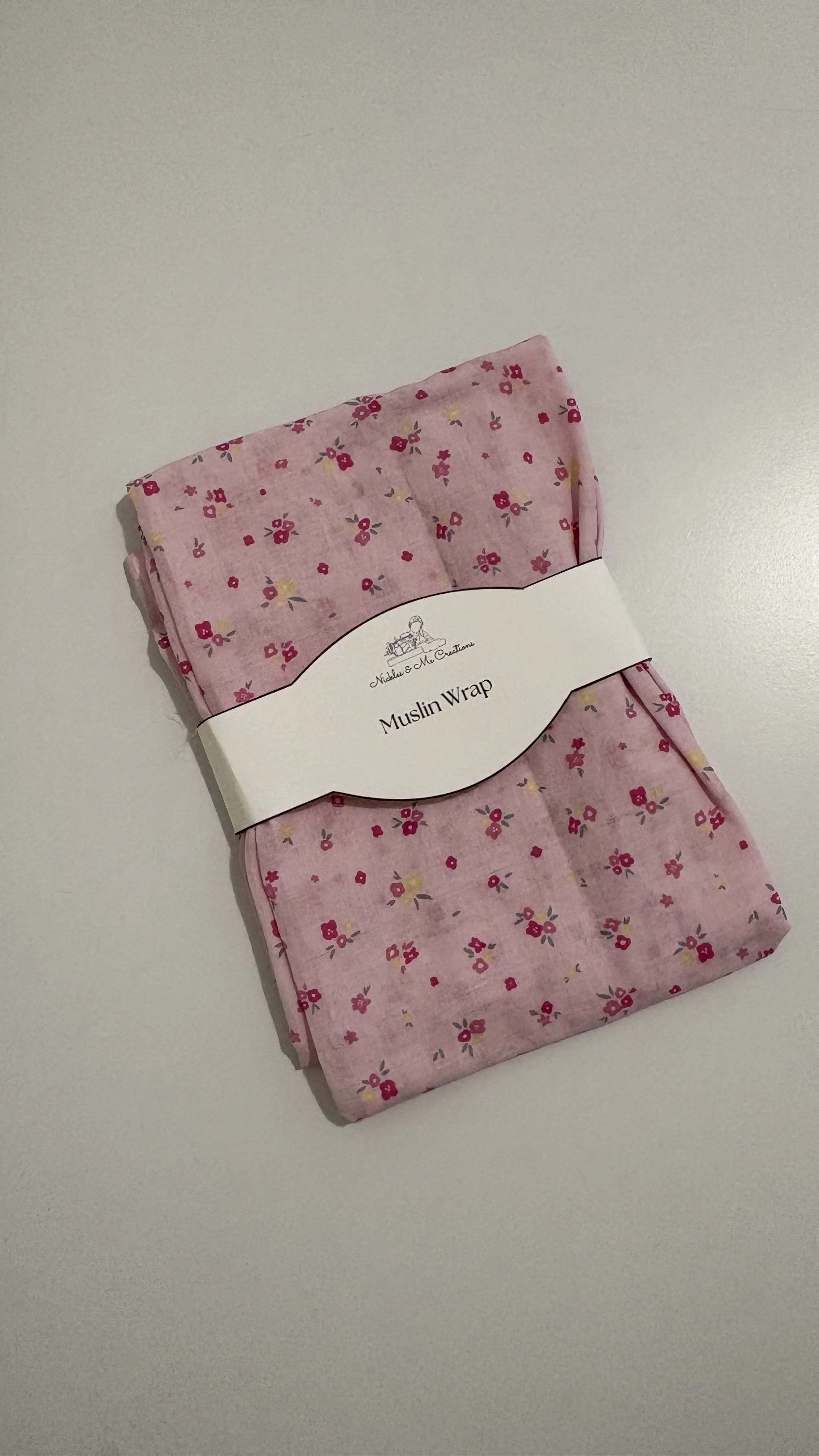 Pink Flower Muslin Wrap
