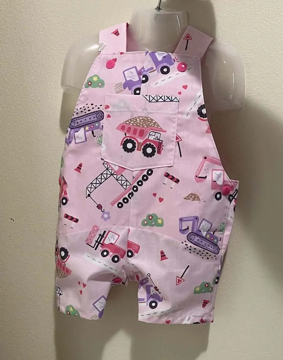 Pink Trucks Overalls - 0-3 months
